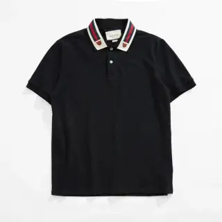 Gucci Polo Shirt with Tiger-Embroidered Web Collar