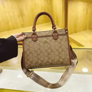 Coach Classic Monogram Wide Shoulder Strap Tote Bag
