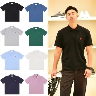 AMI Paris Heart Logo Polo Shirt