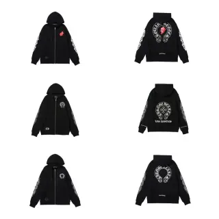 Chrome Hearts-Style Zip-Up Hoodie