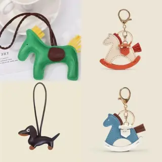Hermes-Style Leather Bag Charm / Keychain