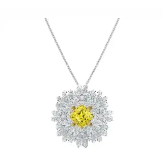 Yellow Stone Sunburst Pendant Necklace