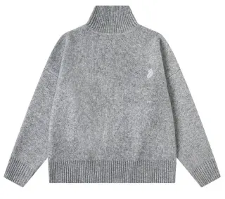 Stussy-style Grey High-Neck Knitted Sweater