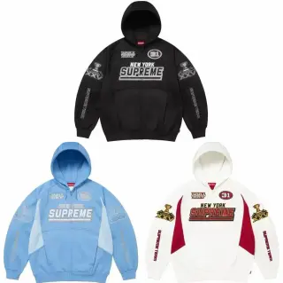 Three-color Supreme trophy embroidered zip hoodie