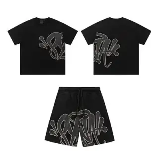 Graffiti T-Shirt and Shorts Set Black