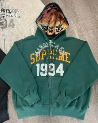 zip-up hoodie with skull lining and 1994 letter print
