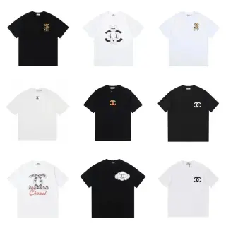 A trendy T-shirt featuring Chanel classic Double C logo as its central element
