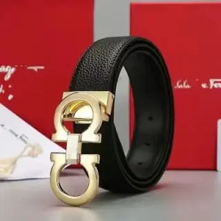 Ferragamo full embossed silver horseshoe buckle belt