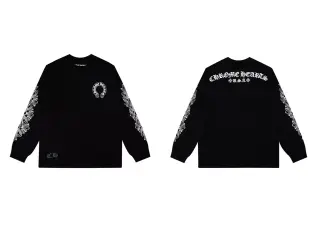 Chrome Hearts Horseshoe Floral Cross Long Sleeve T-Shirt Black