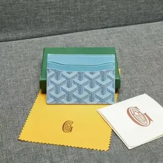 Goyard blue monogram card holder