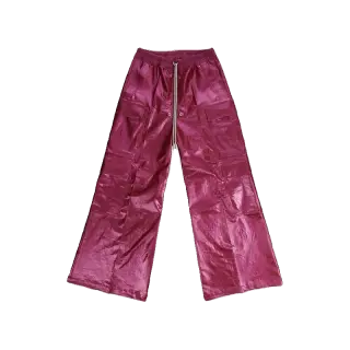 Burgundy Glossy Wide-Leg Cargo Pants