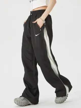 Nike side zipper wide leg track pants