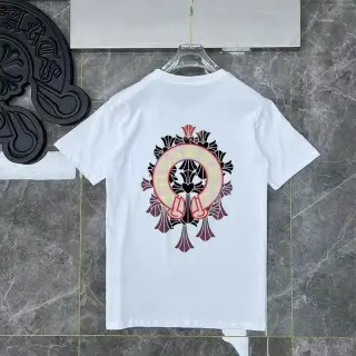 Chrome Hearts-Style T-Shirt with Colorful Horseshoe Cross Print