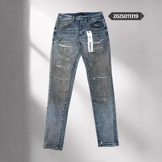 Purple Brand Distressed Ripped and Splatter-Paint Jeans