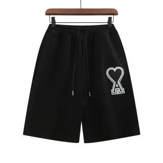 AMI Paris-Style Athletic Shorts with Heart Embroidery