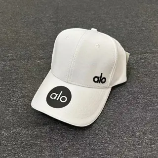 Alo Yoga White Embroidered Baseball Cap
