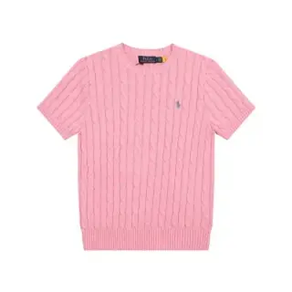 Ralph Lauren pink cable-knit short sleeve sweater