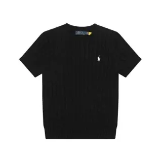 Ralph Lauren Black cable knit short sleeve sweater