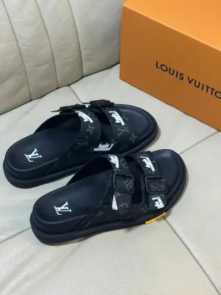 Louis Vuitton Monogram Double-Buckle Slides