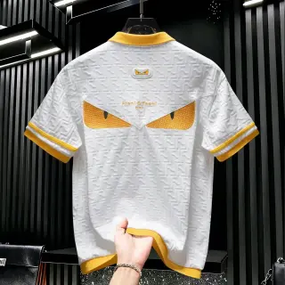 The defining feature of this Fendi-style polo shirt is the "Little Monster" eye motif on the back