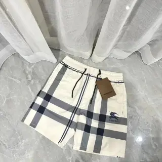 Burberry Check Nylon Shorts White Grey