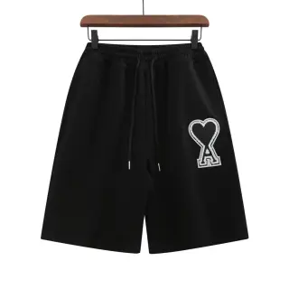 Ami Paris Heart Logo Sweat Shorts Black