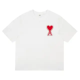 Ami Paris Heart Logo T-Shirt White Red