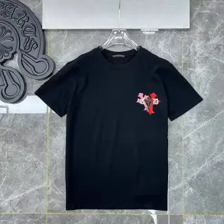 Chrome Hearts Triple Cross T-Shirt Black Pink Red