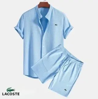 Lacoste Short Sleeve Shirt and Shorts Set Light Blue