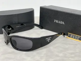 Prada Wrap Sunglasses Black Dark Grey