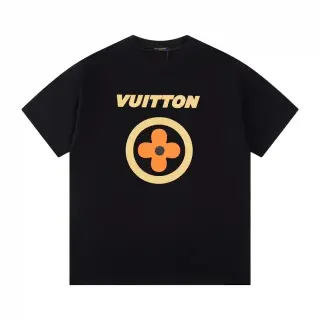Czarna Koszulka Louis Vuitton z Monogramowym Kwiatem