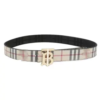 Burberry Reversible TB Plaque Vintage Check Belt Archive Beige / Gold