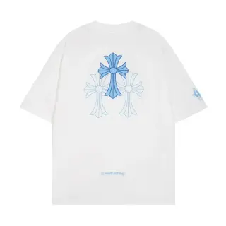 Chrome Hearts Triple Cross T-Shirt White/Light Blue