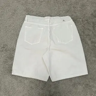 Wide-Leg Denim Shorts Off-White