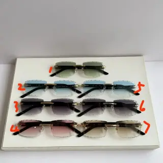 Rimless Beveled Rectangular Sunglasses Green