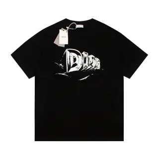 T-shirt Dior z Logo 3D Efekt Sprania Czarny