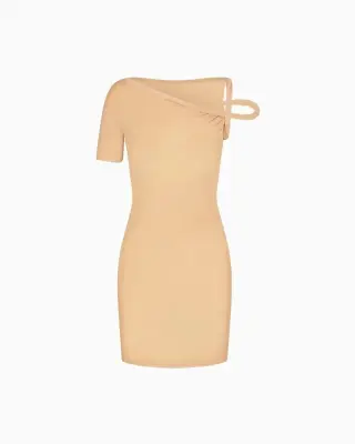Asymmetric Sleeve Bodycon Mini Dresses