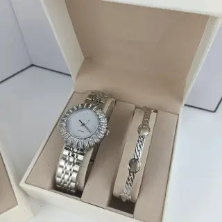 Crystal Embellished Watch and Bracelet Set